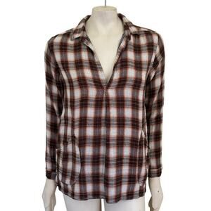 CP SHADES Teton Tunic in Rusty Red Brown Plaid SZ XS